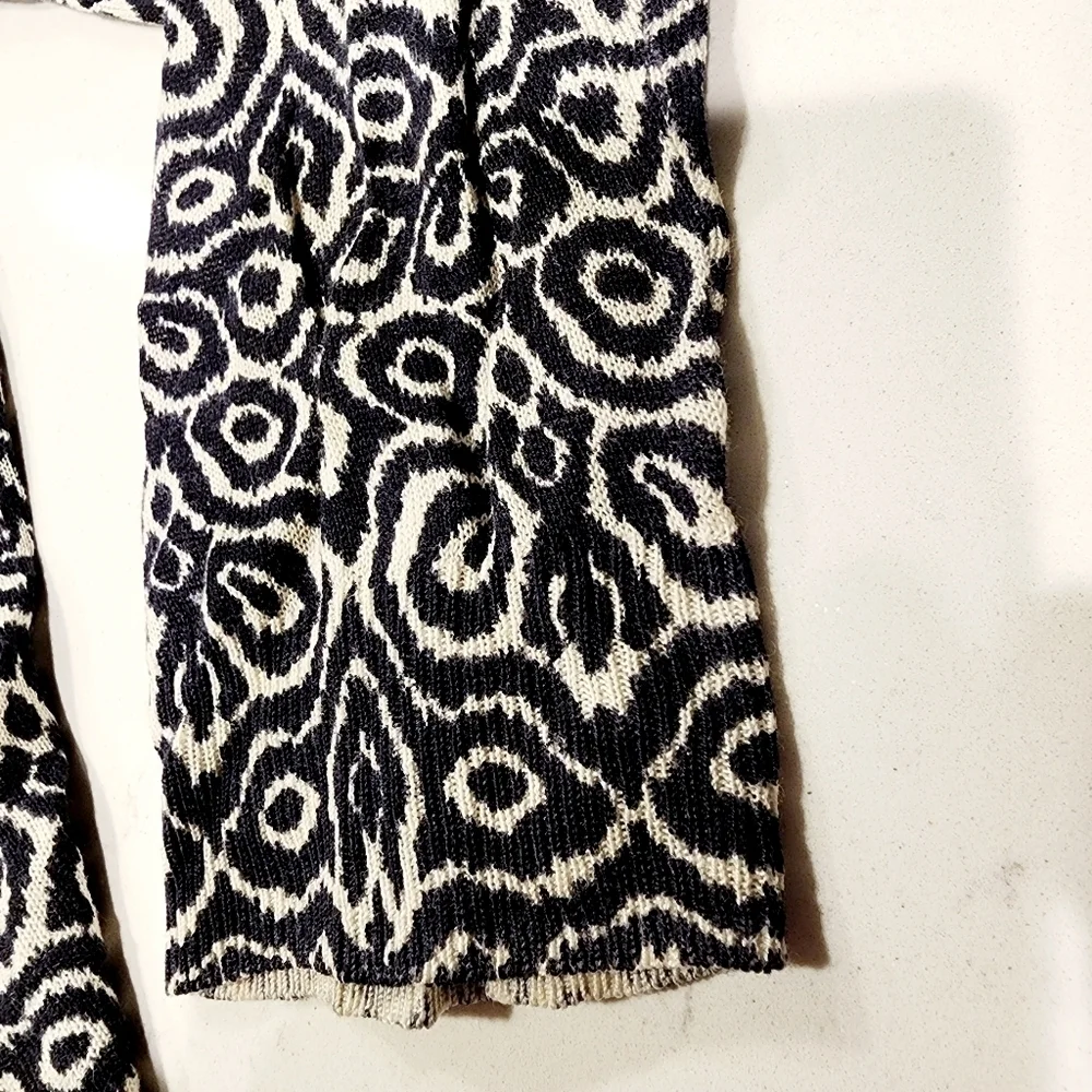 J. Crew Black White Patterned Women's Cardigan Women's Small S Linen Silk EUC